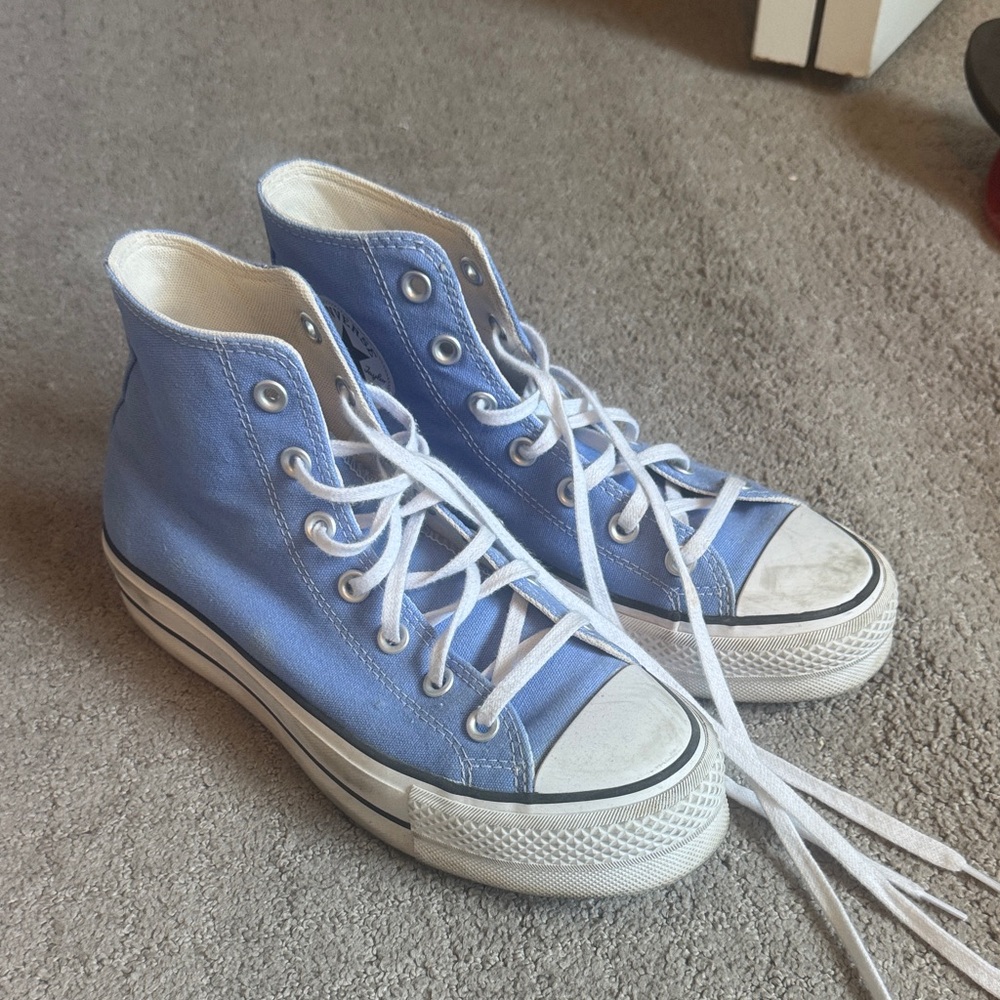 Light blue platform converse high top size 7.5